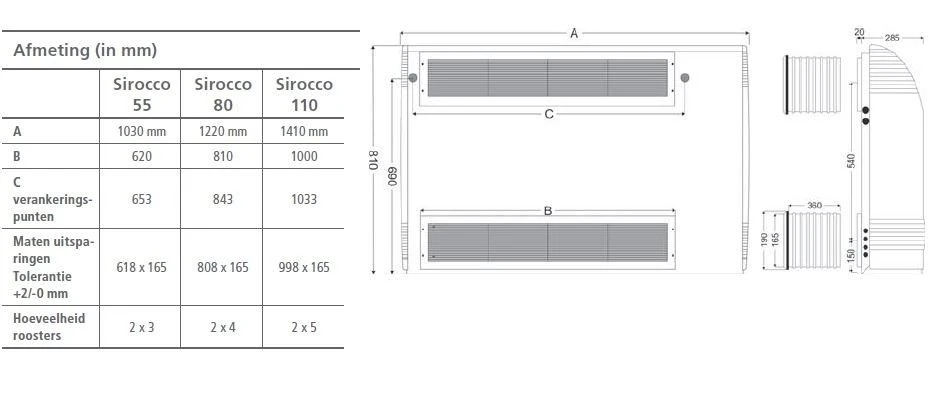 Zodiac Inbouw Ambiance Sirocco 55 Ontvochtiger - Afbeelding 2